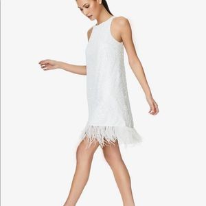 Aiden Mattox Sequin Feather Halter Dress